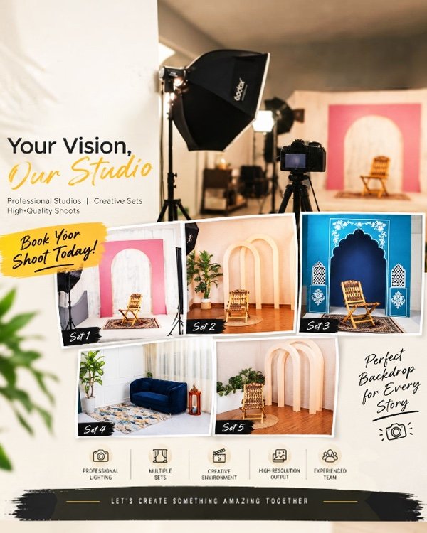 D Third Eye Studio shoot floor — five creative sets, professional lighting and high-resolution output